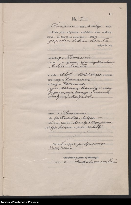 Obraz 9 z jednostki "Rejestr główny zgonów"