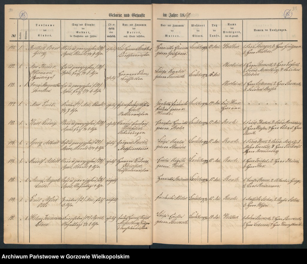 image.from.unit.number "Duplikate der Hauptkirche zu Landsberg an der Warthe (zawiera też księgę zgonów Konkordien Kirche z 1859 r.)"