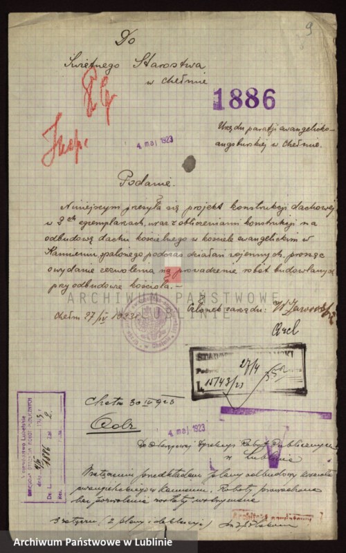 image.from.unit.number "[Projekt konstrukcji dachowej na kościele ewangelickim w Kamieniu, pow. Chełmski]"