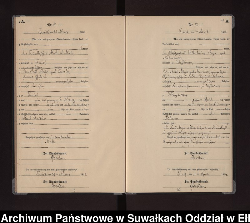 image.from.unit.number "Geburts-Neben-Register des Königlichen Preussischen Standes-Amtes Gneist Kreis Lötzen"
