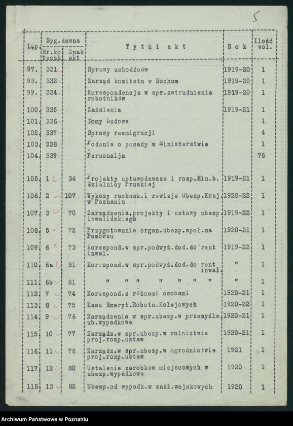 Obraz 7 z jednostki "[Spis akt byłego Ministerstwa byłej Dzielnicy Pruskiej...]"