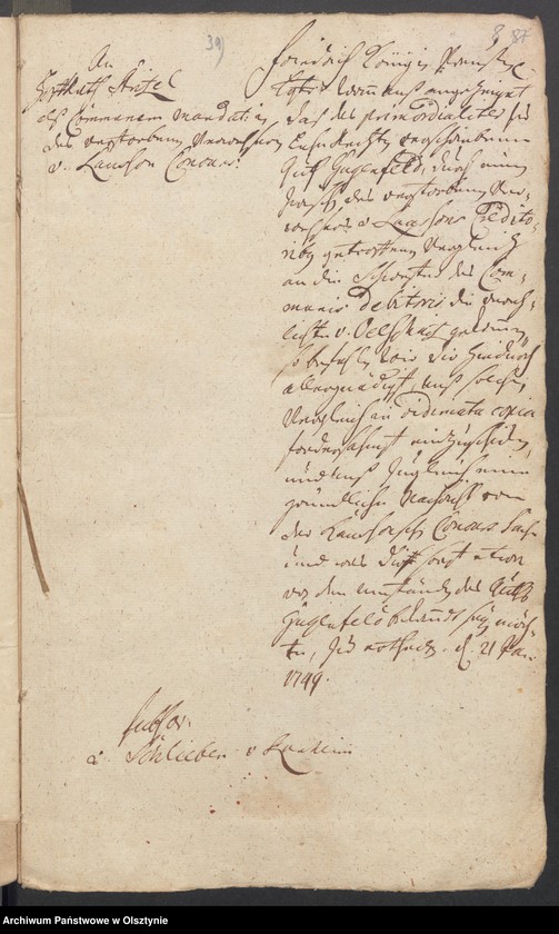 image.from.unit.number "In S. [Sachen] George Wilhelm von Schierstaedt auff Schildeck [Szyldak] wegen des Güttchens Gugenfeldt [Smolonek]"