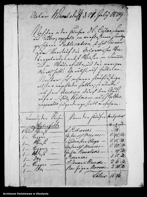 image.from.unit.number "Acta ... die Schulden halber verfügte Exmittirung des Bauern J. Orlowski aus Winckelsdorf betreffend"