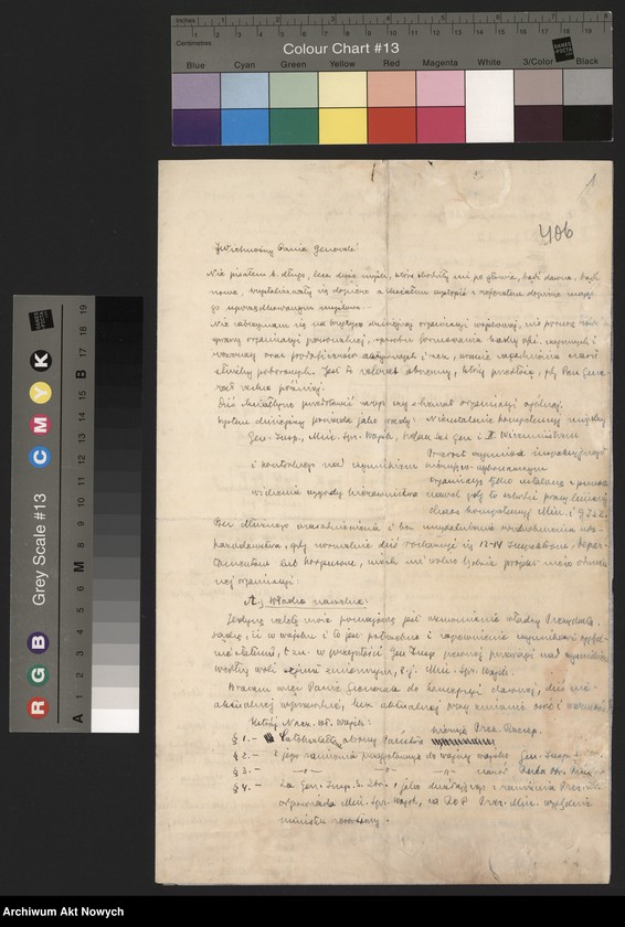 image.from.unit.number "Kleeberg Franciszek, generał. Projekt organizacji naczelnych władz wojskowych. Życzenia."