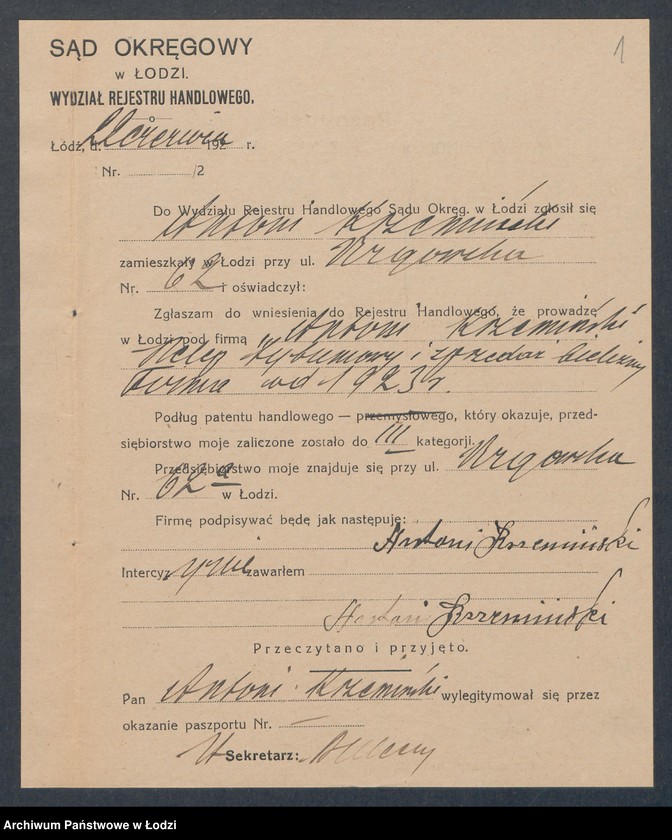 Obraz 3 z jednostki "Antoni Krzemiński – sklep tytoniowy i sprzedaż bielizny"