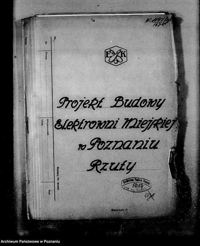 Obraz 4 z jednostki "Projekt budowy Elektrowni Miejskiej w Poznaniu rzuty"
