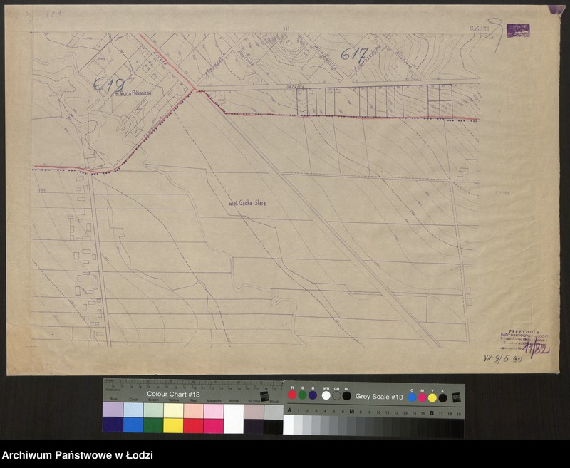 Obraz 1 z jednostki "Plan m. Łodzi 1:2000 z oznaczeniem podziału miasta na obwody Komitetów Blokowych. Sekcja SW 121"