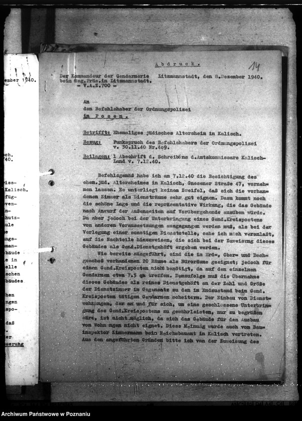 Obraz 18 z jednostki "Allgemeine Unterkunftsfragen (Dienststellen) in Litzmannstadt"