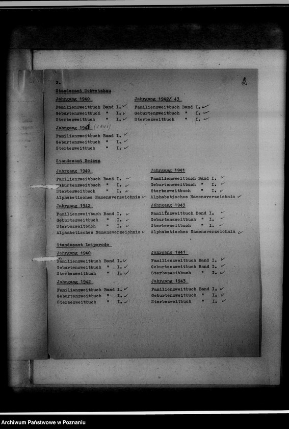 Obraz 6 z jednostki "Aufstellung der Standesamtszweitbücher des Kreises Lissa [Leszno]"