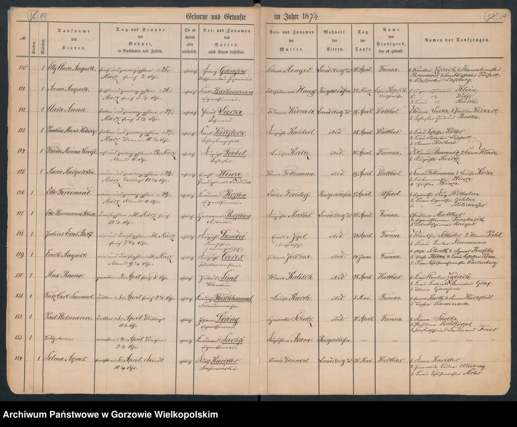 image.from.unit.number "Duplikate der Hauptkirche Landsberg an der Warthe (zawiera także Concordienkirchen-Gemeinde in Verbindung mit der reformirten und Militair-Gemeinde dotyczących zgonów w 1874 r.)"