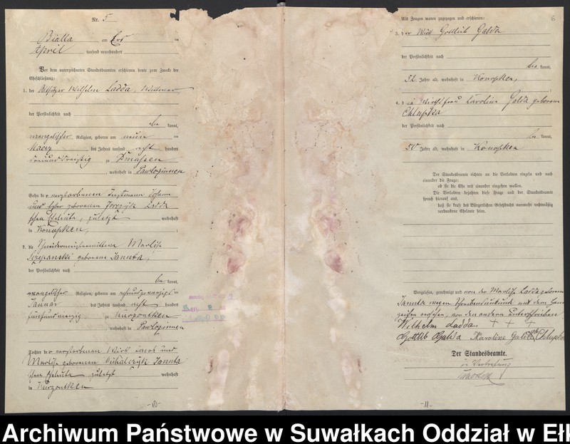 image.from.unit.number "Heiraths-Haupt-Register des Königlichen Preussischen Standes-Amtes Belzonzen Kreis Johannisburg"