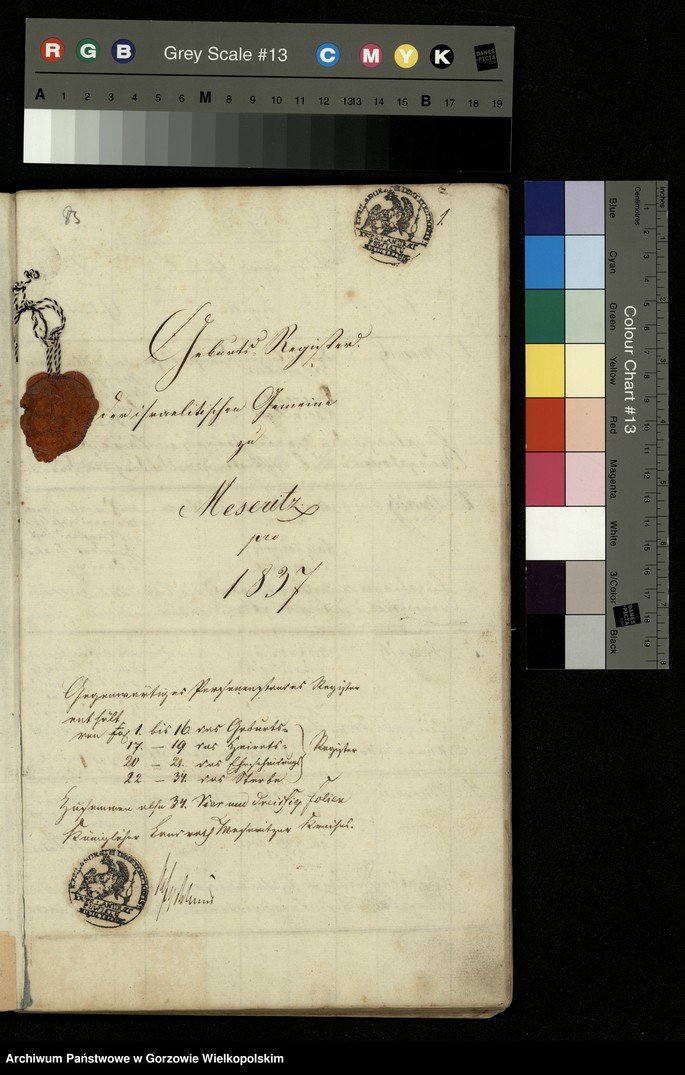 Obraz 4 z jednostki "Personenstandsregister der israelitischen Corporation zu Meseritz von Jahre 1837"