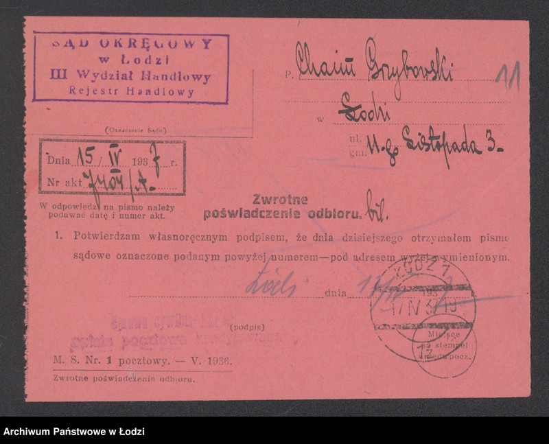 Obraz 13 z jednostki "Chaim Grzybowski- magazyn okryć damskich, manufaktury i dodatków krawieckich"