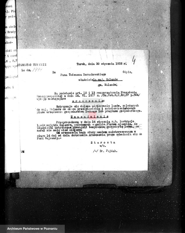 Obraz 8 z jednostki "Uznanie za ochronne powierzchni około 25 ha terenów leśnych pod nazwą,,Bibianna" należących do majątku Malanów powiat turecki"