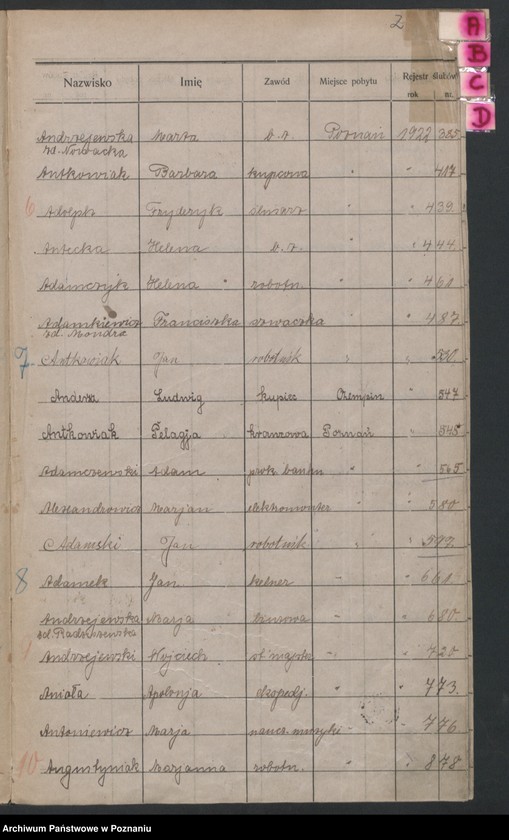 image.from.unit.number "Spis alfabetyczny małżeństw za 1922"