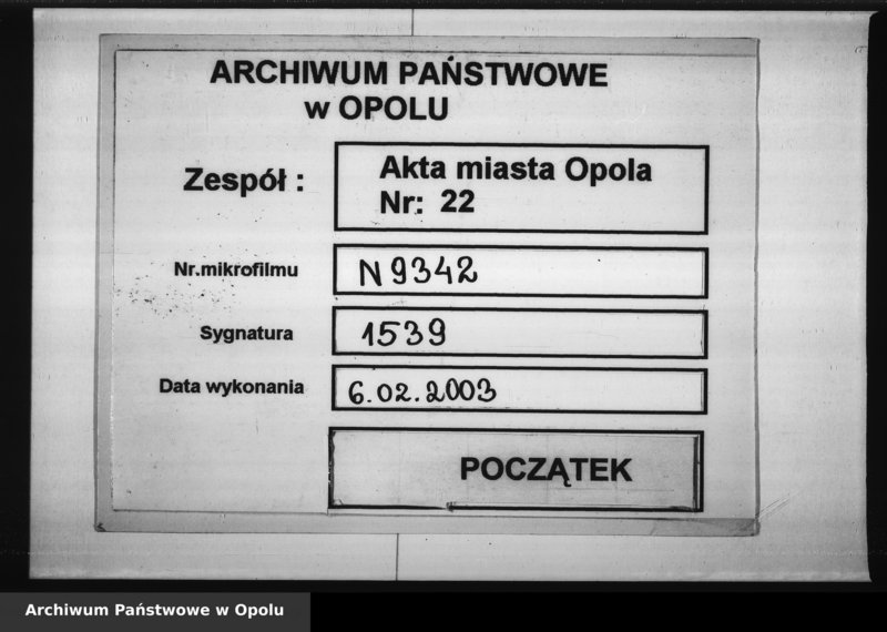 Obraz 1 z jednostki "Acta des Magistrats zu Oppeln betreffend die Erstattung der Zeitungsberichte"