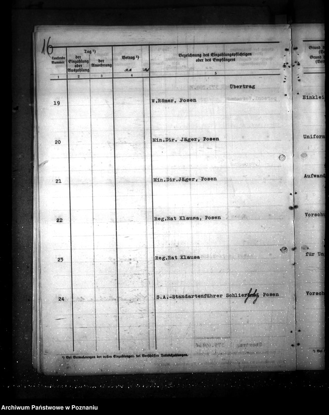 Obraz 20 z jednostki "Reguerungsoberkasse in Posen- Vorschüsse und Verwahrungen aus 1939/ 1940"