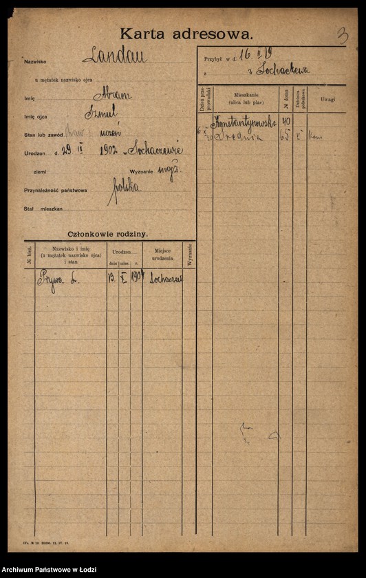 Obraz 5 z jednostki "[Spis ludności Łodzi] Landau - Landman"