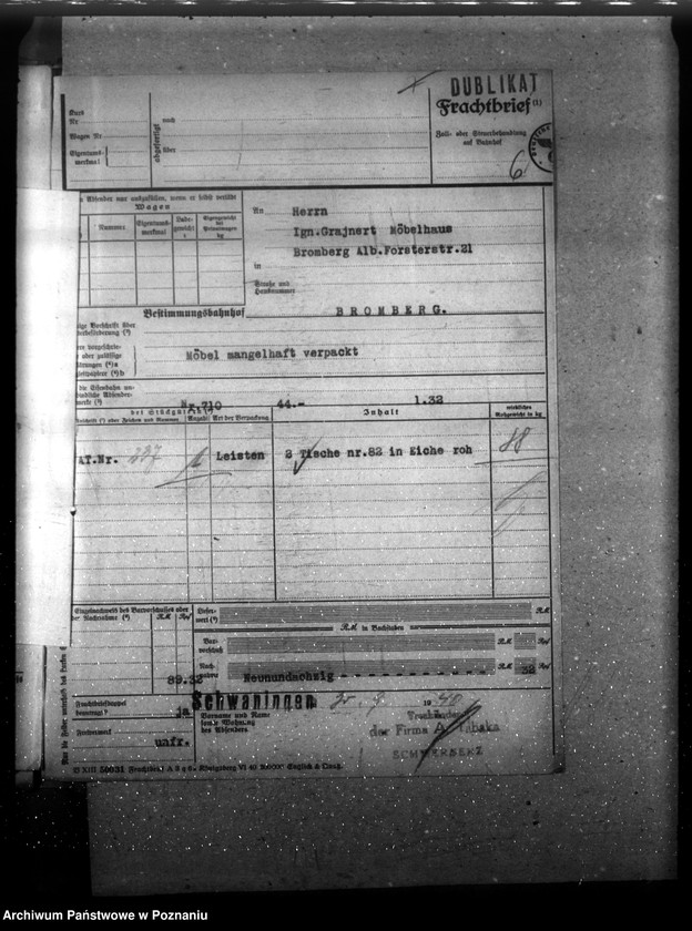 Obraz 10 z jednostki "Stuhl- und Tischfabrik "Tabaka" - Schwaningen (Swarzędz), przekroczenia cen"