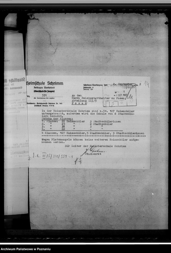 image.from.unit.number "Oberschule Schrimm (Śrem) Schülerzahl der Oberschulen 1944"