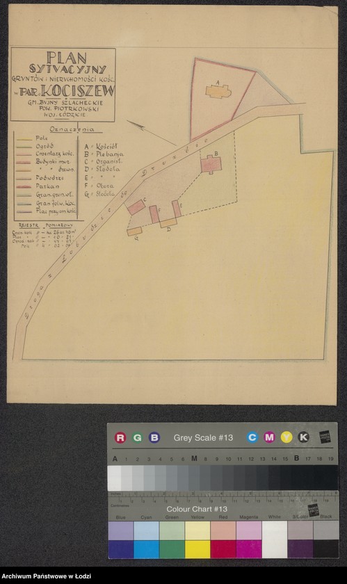 Obraz 1 z jednostki "Plan sytuacyjny gruntów i nieruchomości kościelnych w parafii Kociszew ..."