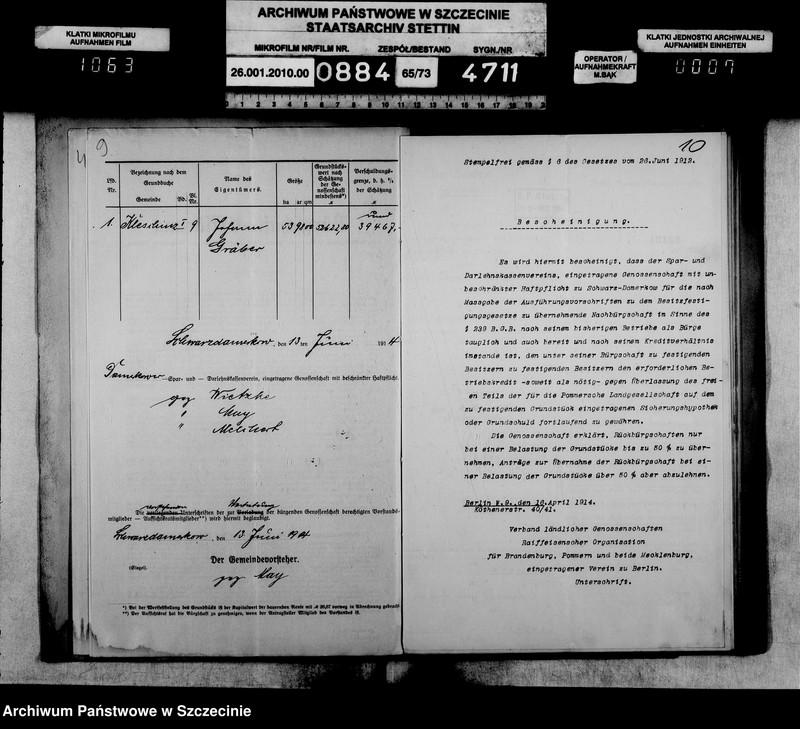 image.from.unit.number "Besitzfestigung des Grundstücks des Landwirts Erwin Müller in Kleschinz Kreis Stolp"