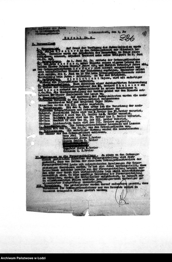 Obraz 13 z jednostki "[Rozkazy dzienne, zarządzenia i okólniki Komendy Służby Porządkowej skierowane do rewirów]"