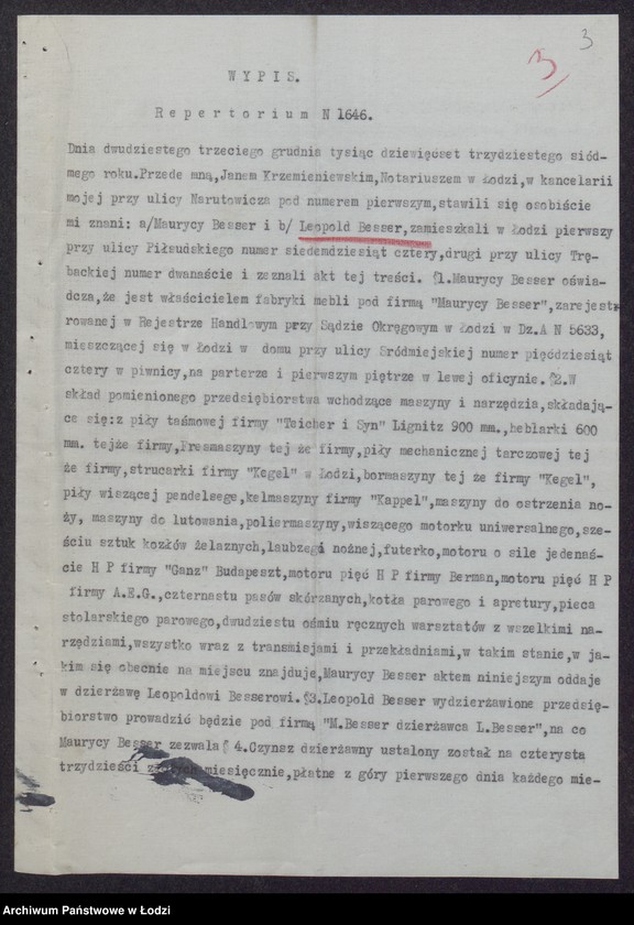 Obraz 5 z jednostki "M. Besser, dzierżawca Leopold Besser- fabryka mebli"
