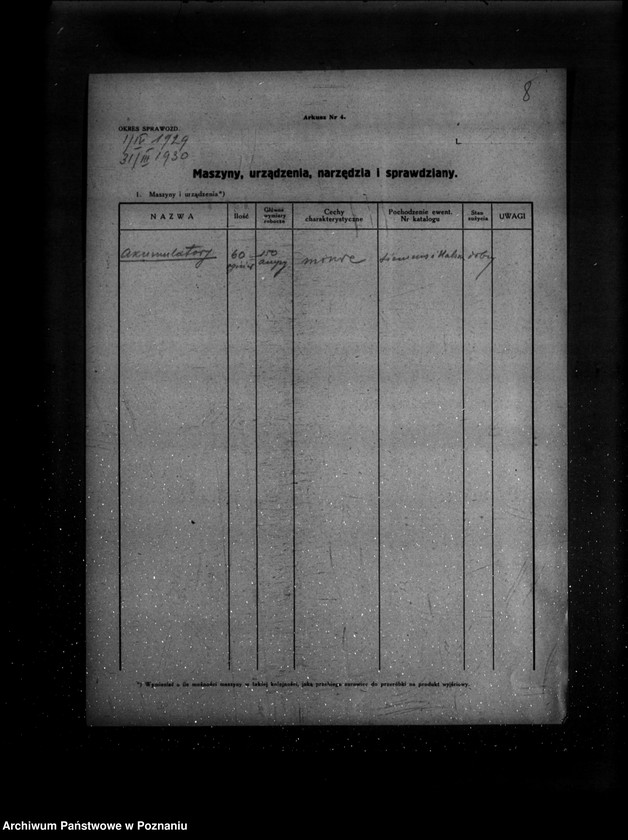 Obraz 12 z jednostki "Kwestionariusz Elektrowni Miejskiej w Bojanowie powiat rawicki"