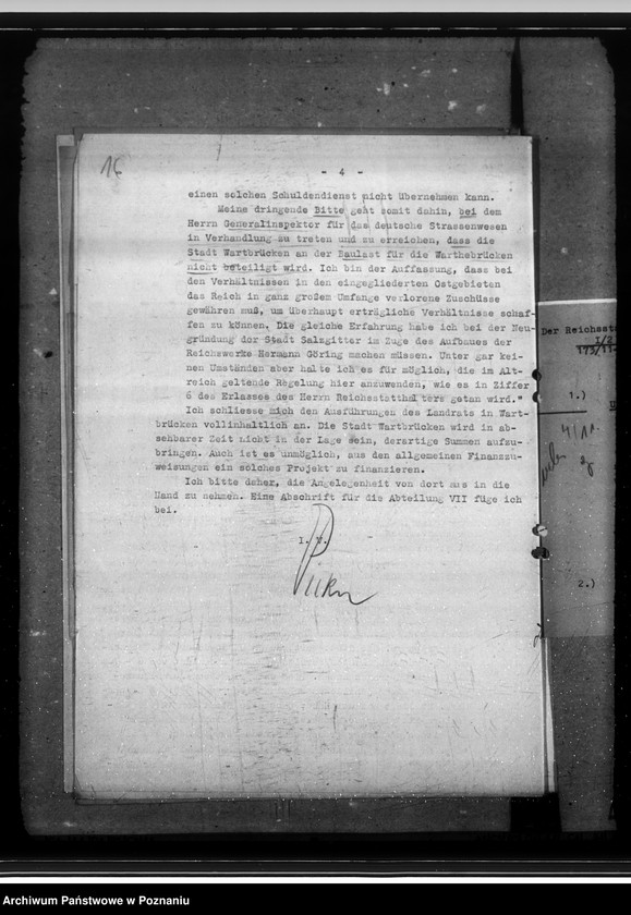 Obraz 20 z jednostki "Zuschüsse aus Reichsmitteln für Sondermassnahmen in Hohensalza (Inowrocław), Warthbrücken (Koło). Neubau einer festen Brücke."