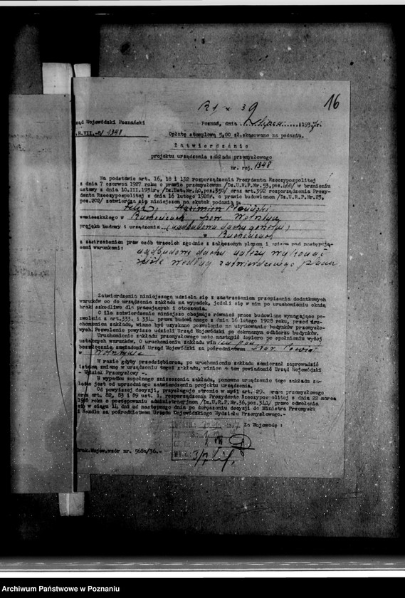 Obraz 20 z jednostki "Zatwierdzenie zakładu przemysłowego /odbudowa dachu gorzelni/ F. Plucińskiego w Ruchocicach powiat wolsztyński"