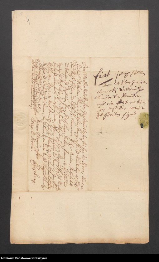 image.from.unit.number "Auklappen, H. [Haupt] A. [Amt] Brandenburg. Acta ein Anlehen von 3000 fl. [Floren] pol. [polnische]. Acta die Verpfändung durch die verw. [verwitwe] Lieutnant Mar. [Maria] Louise Gorzuchowski an den Kaufmann u. [und] Mälzenbräuer Mich. [ Michael] Gerwien"