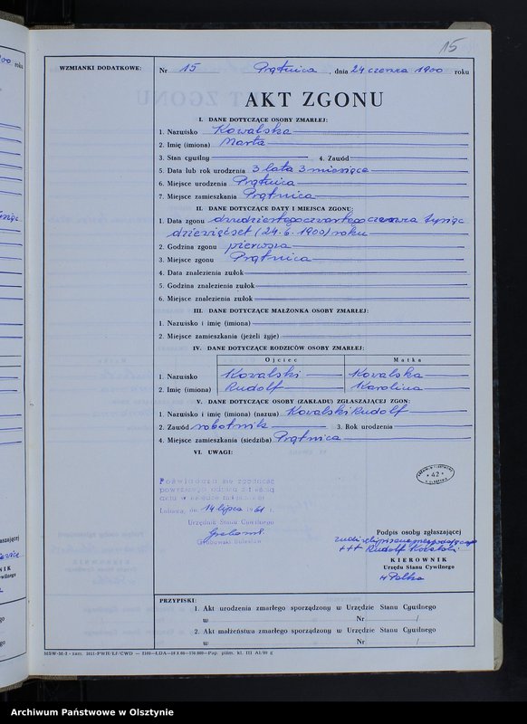 image.from.unit.number "Księga akt zgonu Nr 1 - 19, 1 - 25, 1-31, 1-35, 1-13, 1-22, 1-33; /przepisana w języku polskim z oryginału niemieckiego w dniach 14.07.1961 - 18.07.1961/"