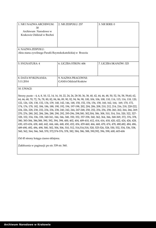 Obraz z jednostki "Księga aktu małżeństw - Brzezie, Chrość, Staniątki, Gruszki, Grodkowice, Szarów, Dąbrowa, Łysokanie, Zborczyce, Szczytniki, Surówki, Suchoraba, Czyżów, Świątniki"