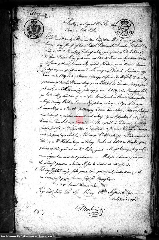 image.from.unit.number "Aneksy do Akt Cywilnych małżeństwa Gminy Krasnopolskiej za rok 1812"