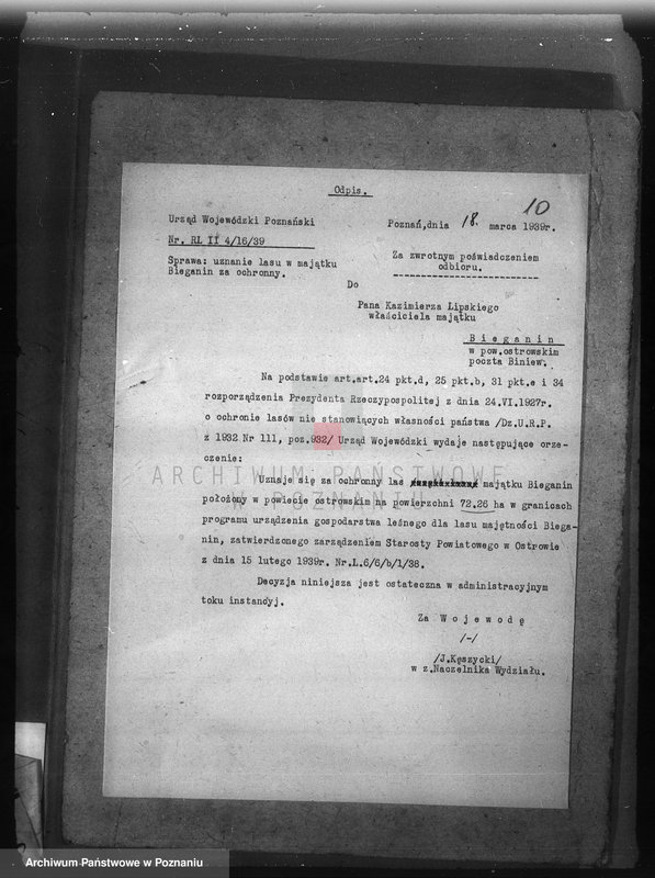 Obraz 14 z jednostki "Las majętności Bieganin powiat obornicki"