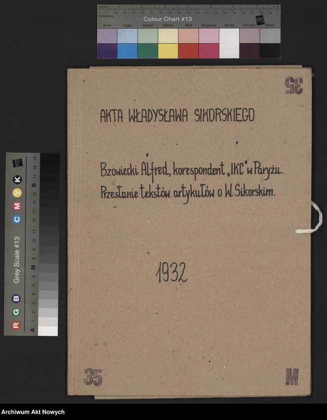 image.from.unit.number "Bzowiecki Alfred, korespondent "IKC" w Paryżu.  Przesłanie tekstów artykułów o Władysławie Sikorskim."