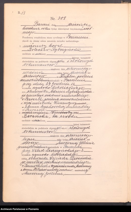Obraz 20 z jednostki "Księga miejscowa małżeństw tom II [Rejestr główny małżeństw]"
