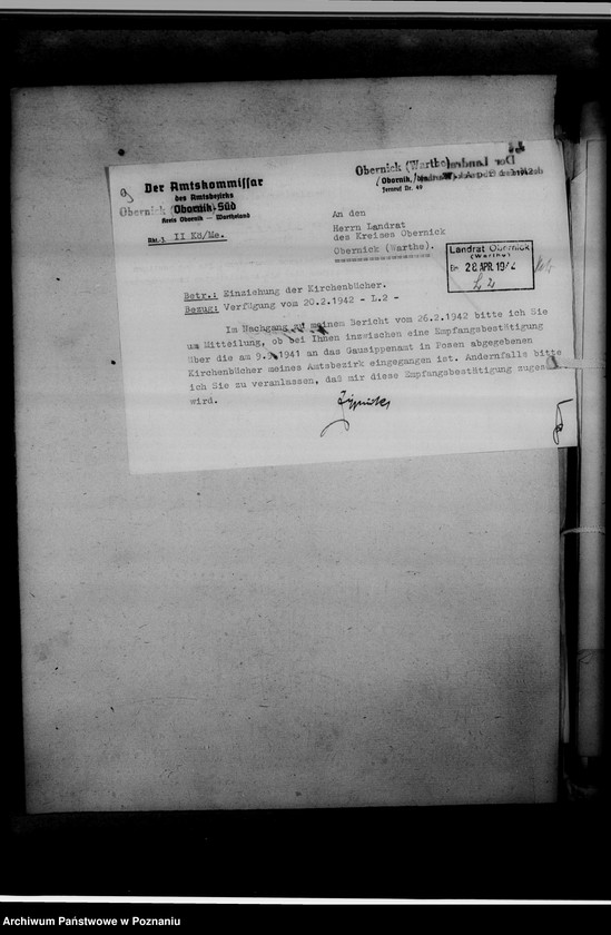 Obraz 13 z jednostki "Einziehungsprotokolle [ksiąg kościelnych] Kreis Obornik [powiat obornicki]"