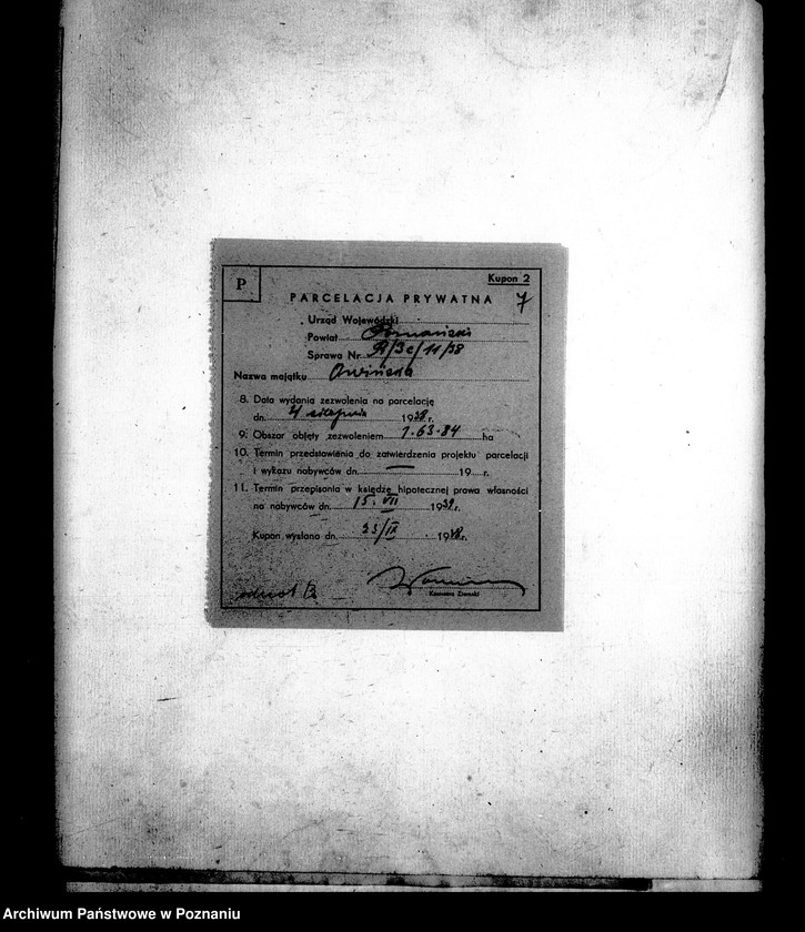 Obraz 11 z jednostki "Parcelacja prywatna majątku Owińska powiatu poznańskiego"