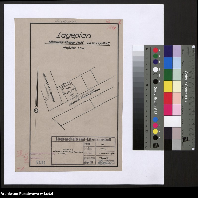 Obraz 1 z jednostki "Lageplan Albrecht Thaer Strasse 51 Litzmannstadt"