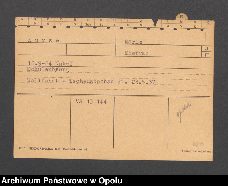 Obraz 3 z jednostki "[Kurze Marie, ur. 18.09.1884 r. Nakel]"