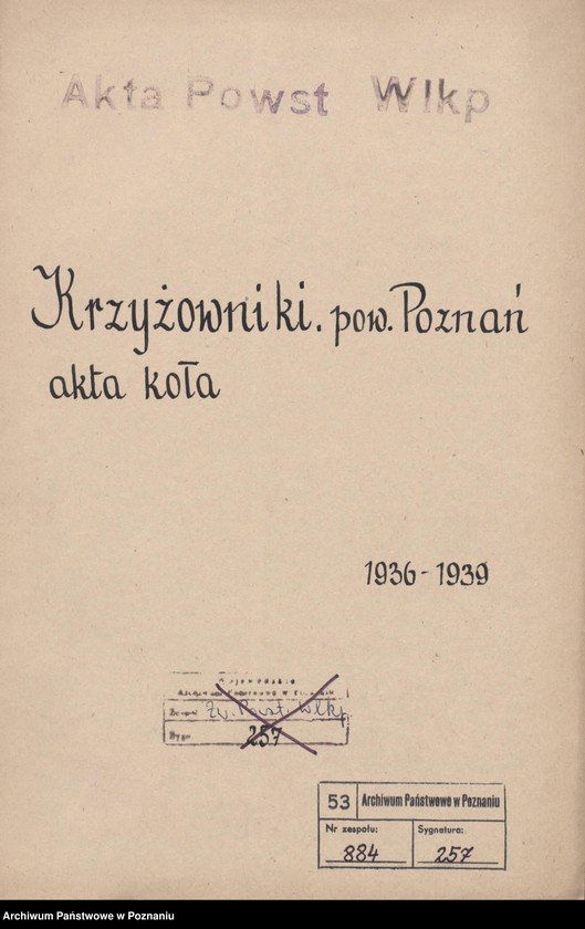 Obraz 2 z jednostki "Krzyżowniki, powiat Poznań - akta koła."
