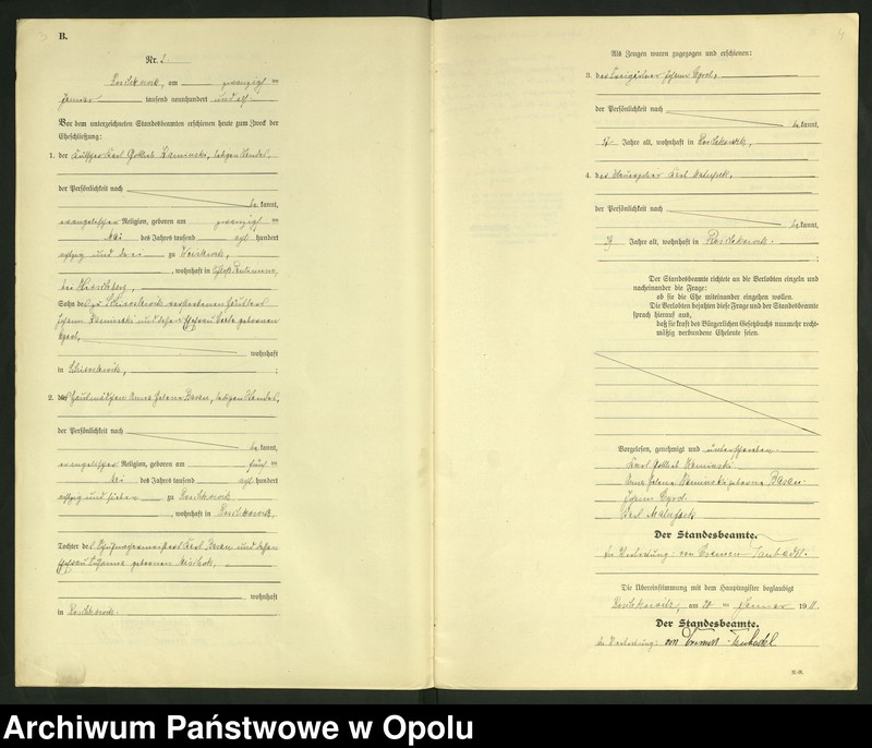 image.from.unit.number "Heirats-Register (Neben-Register) Standesamt Roschkowitz 1911 No.1 bis 9"