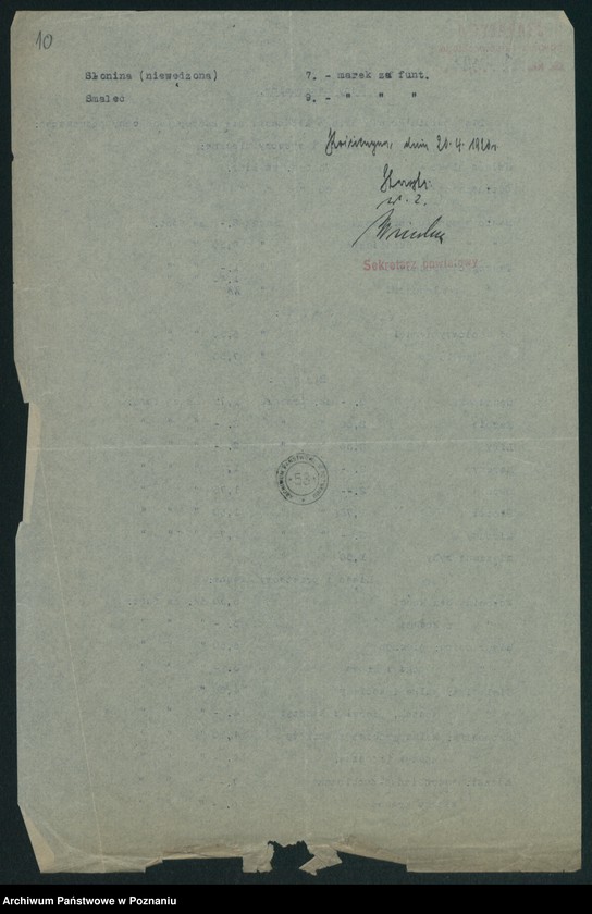 Obraz 12 z jednostki "[Wykazy cen maksymalnych Województwa Pomorskiego za miesiąc kwiecień 1920 roku]"