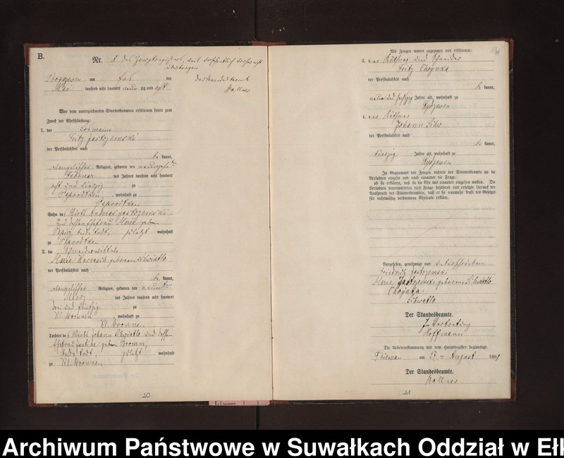 image.from.unit.number "Heiraths-Neben-Register des Preussischen Standes-Amtes Rydzewen Kreis Loetzen"