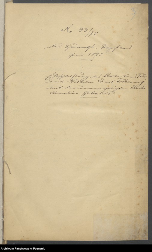 Obraz 6 z jednostki "Die von den Verlobten beigebrachten Urkunden zur Eheschliessung pro 1875"