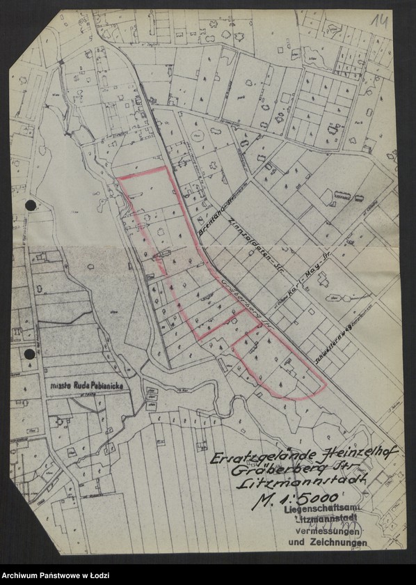 Obraz 16 z jednostki "Ruda Pabianicka Ersatzgelände Heinzelhof Gräberberg Strasse Litzmannstadt"