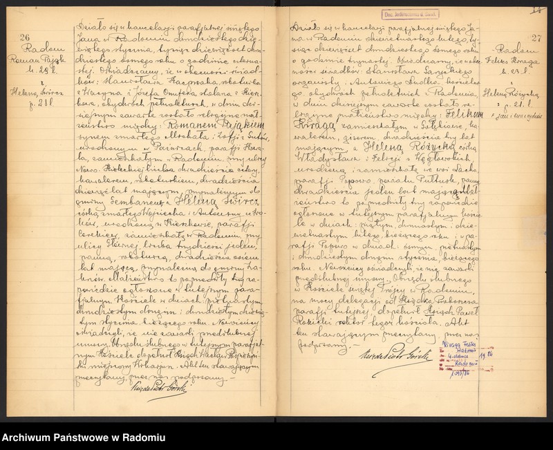 Obraz 16 z jednostki "[Duplikat akt zaślubionych parafii św. Jana w Radomiu za 1928 r.]"
