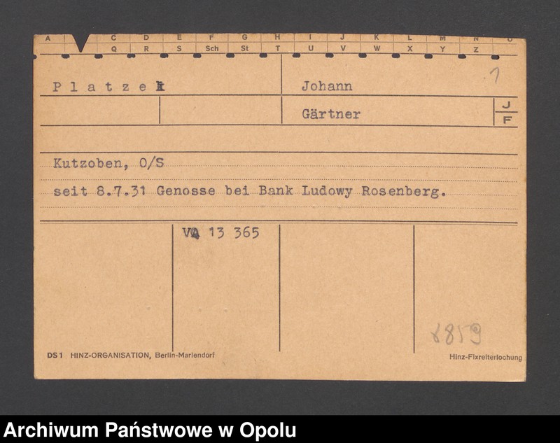 Obraz 3 z jednostki "[Platzek Johann, zam. Kutzoben]"